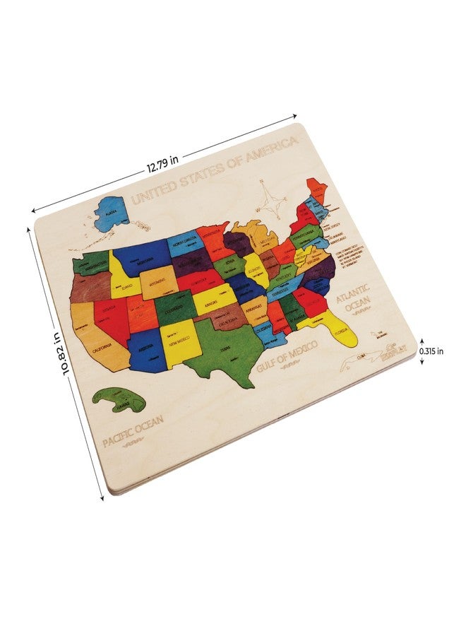 EKOPLAY USA Map Wooden Jigsaw Puzzle for Kids | 44 Puzzle Pieces | Learning & Educational Toy Gift for Boys & Girls Ages 3 Years and Above - Image 2